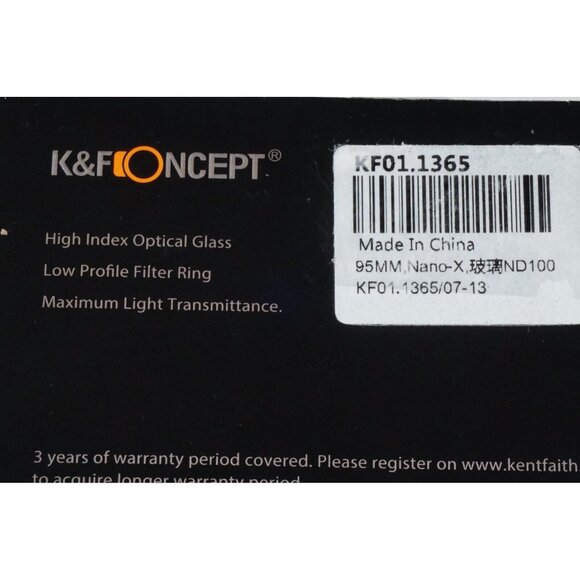 K&F Concept Nano-X ND1000 Filter Slim 95mm Filter NEW! Open Box - Picture 3 of 7